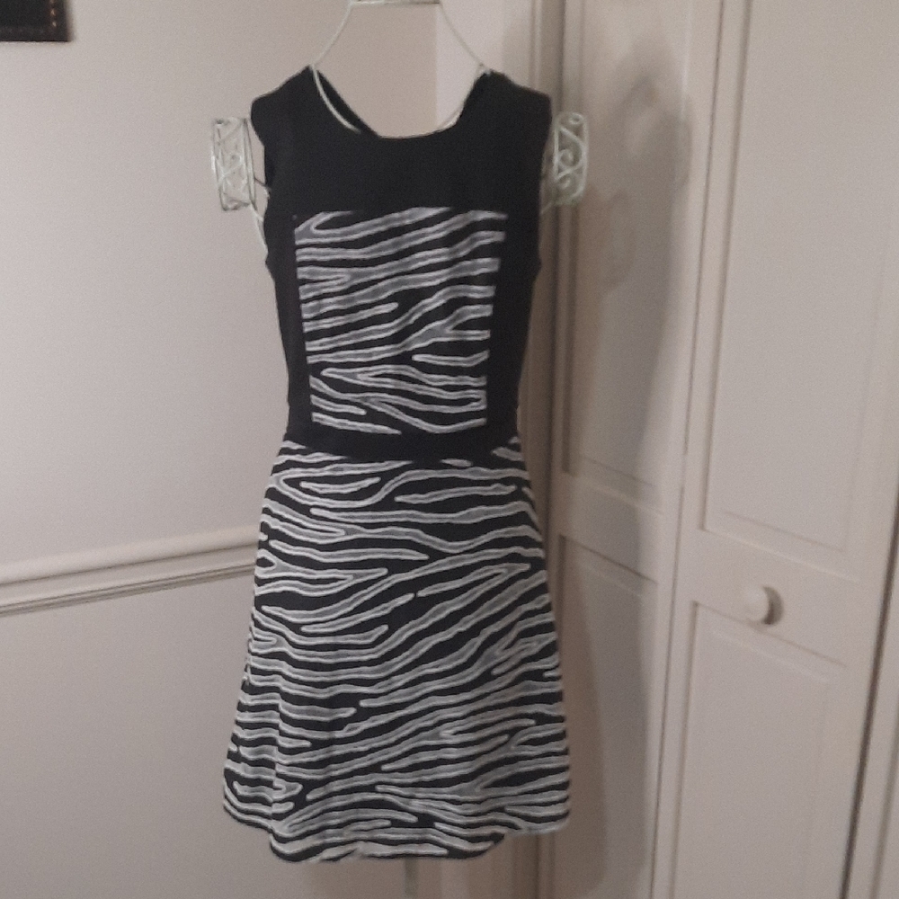 Kenneth Cole Monochrome Zebra Pattern Dress